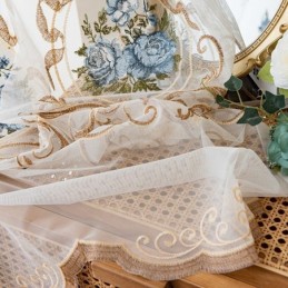 Kukkakuvioinen Ikkunan Läpikuultava Verho Mittatilaustyönä Tehty Verho Kirjailtu Tylli Olohuoneeseen