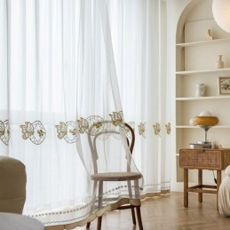 Brodeeratut Läpikuultavat Tylliverhot, Perhosvoilee-Verhot, Mittatilaustyönä Tehdyt Olohuoneen Verhot