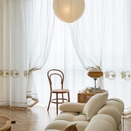 Brodeeratut Läpikuultavat Tylliverhot, Perhosvoilee-Verhot, Mittatilaustyönä Tehdyt Olohuoneen Verhot