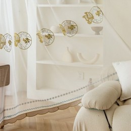 Brodeeratut Läpikuultavat Tylliverhot, Perhosvoilee-Verhot, Mittatilaustyönä Tehdyt Olohuoneen Verhot