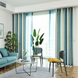 Puolipimennysverho Mittatilaustyönä Tehty Värikkäät Raidat Painettu Makuuhuoneen Olohuoneen Verho