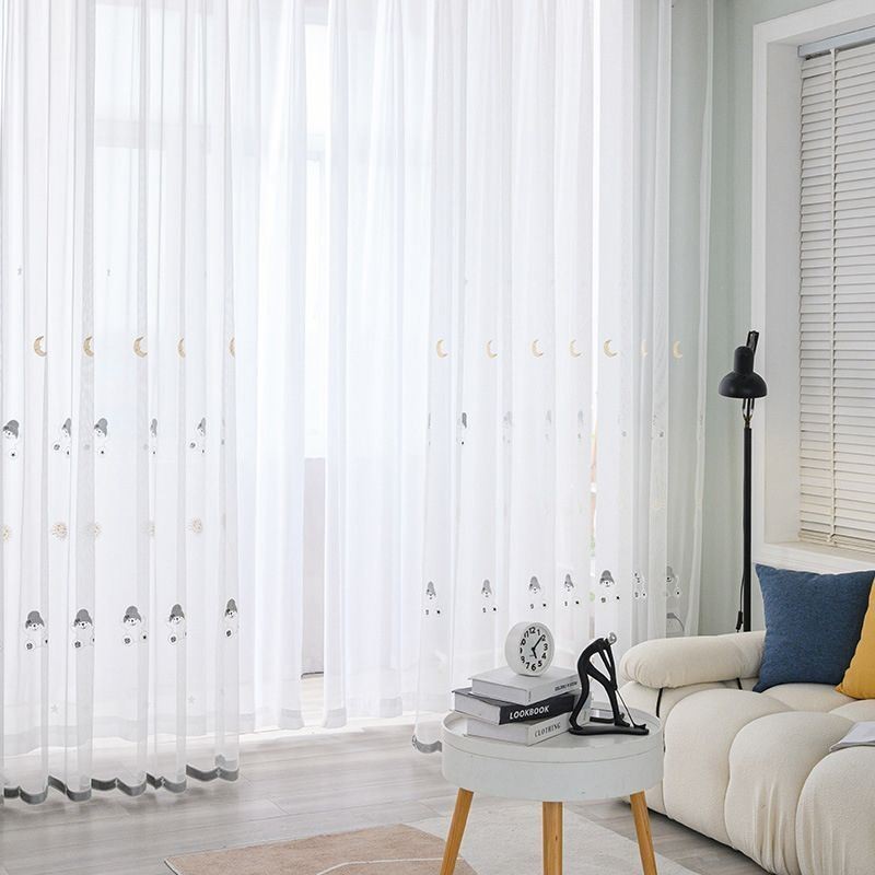 Piirretty Kirjailtu Tylliverho Mittatilaustyönä Tehty Verho Ihana Kuvio Läpikuultava Ikkunasomiste