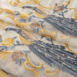 Riikinkukko-Kirjonta-Tylliverho, Mittatilaustyönä Tehty Verho, Eurooppalainen Ylellinen Läpikuultava Voile-Olohuone