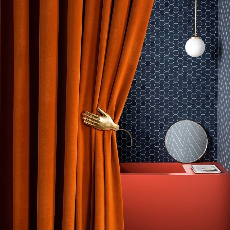 Oranssinvärinen Flanelliverho, Pimentävä Verho, Mittatilaustyönä, Minimalistinen, Yksivärinen, Olohuone, Makuuhuone