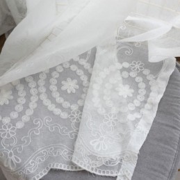 Hengittävä, Läpikuultava Verho, Mittatilaustyönä Tehty, Valkoinen, Kaikki Yhteensopivuus, Kirjonta, Olohuone