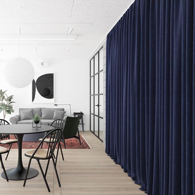 Tummansiniset Flanellikuvioiset Pimennysverhot Mittatilaustyönä, Minimalistinen, Yksivärinen Kangas, Olohuone, Makuuhuone