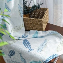 Puolipimennysverho Mittatilaustyönä, Kalakuvioinen Lastenhuoneen Olohuoneen Verho