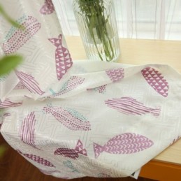 Puolipimennysverho Mittatilaustyönä, Kalakuvioinen Lastenhuoneen Olohuoneen Verho