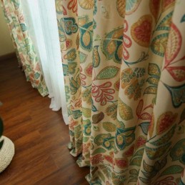 Mittatilaustyönä Tehty Amerikkalainen Retroverho, Abstrakti Kukkakuvio, Makuuhuoneen Olohuoneen Puolipimennysverho