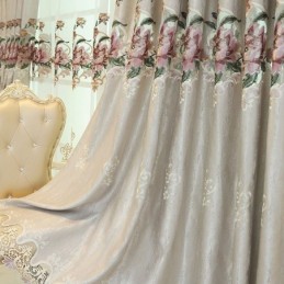 Kotiverhot Mittatilaustyönä Tehdyt Verhot Eurooppalaistyylinen Kukkakirjonta