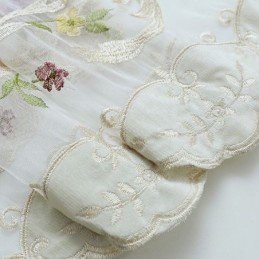 Eurooppalainen Kirjailtu Tylliverho Mittatilaustyönä Tehty Kukkakuvioinen Voile-Verho Olohuoneeseen