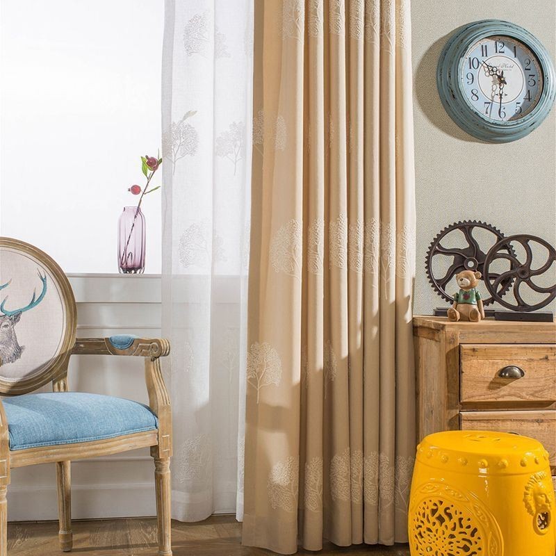 Elegantti Puukuvioinen Kirjailtu Verho Mittatilaustyönä Tehty Verho Pimentävä Ikkunaverho Olohuoneeseen